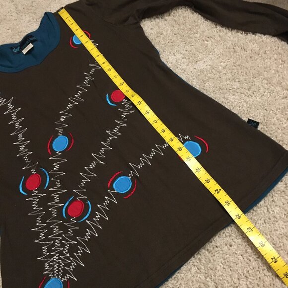 Canadian Designer Leopards & Roses Blue and Red Atomic Sweater - Picture 15 of 16